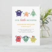 Schattigee kleurrijke Little Monster Kind's verjaa Kaart (Staand voorkant)