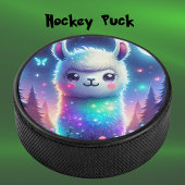 Schattigee Kleurrijke Llama Holografisch | Hockey Puck
