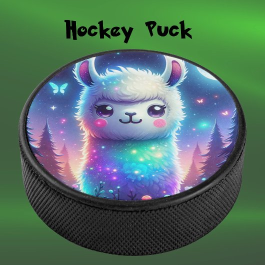 Schattigee Kleurrijke Llama Holografisch | Hockey Puck