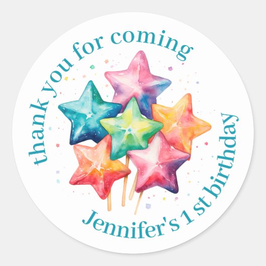 Schattigee kleurrijke Lollipops Verjaardag Dank u Ronde Sticker (Voorkant)