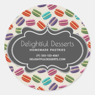 Schattigee Kleurrijke Macarons Pattern Business Ronde Sticker