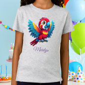 Schattigee Kleurrijke Macaw Parrot Bird Cartoon Gr T-shirt