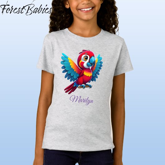 Schattigee Kleurrijke Macaw Parrot Bird Cartoon Gr T-shirt