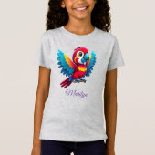 Schattigee Kleurrijke Macaw Parrot Bird Cartoon Gr T-shirt (Voorkant)