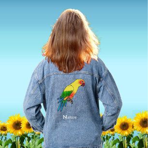 Schattigee kleurrijke Macaw Parrot Bird Denim Jacket