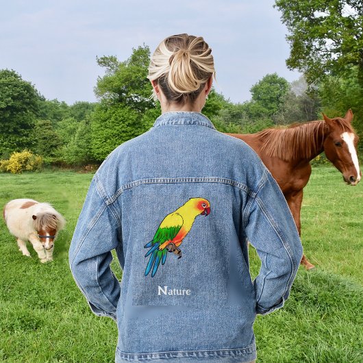 Schattigee kleurrijke Macaw Parrot Bird Denim Jacket