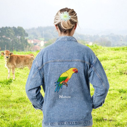 Schattigee kleurrijke Macaw Parrot Bird Denim Jacket