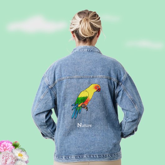 Schattigee kleurrijke Macaw Parrot Bird Denim Jacket