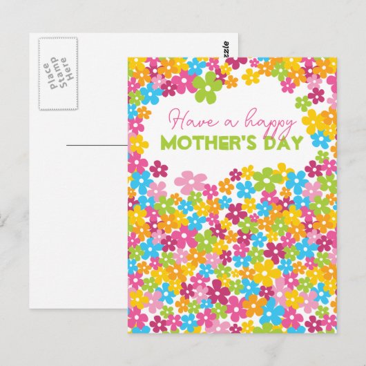 Schattigee kleurrijke madeliefjes Happy Moederdag Briefkaart (Voorkant / Achterkant)