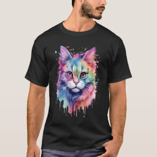 Schattigee Kleurrijke Maine Coon Kattengezicht Voo T-shirt