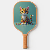 Schattigee kleurrijke Margay Snoep Cat Pickleball Paddle (Voorkant)
