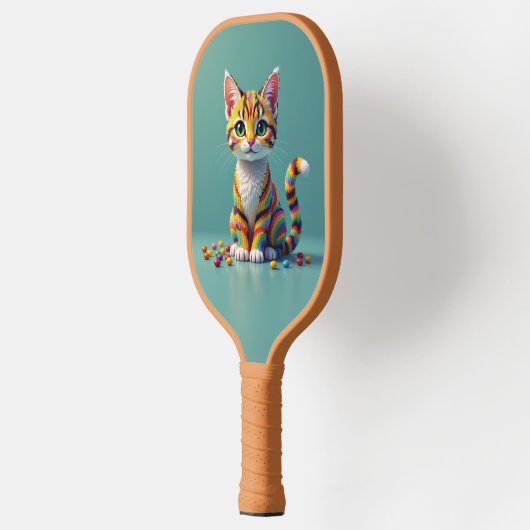 Schattigee kleurrijke Margay Snoep Cat Pickleball Paddle (Links)