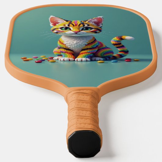 Schattigee kleurrijke Margay Snoep Cat Pickleball Paddle (Laagn)