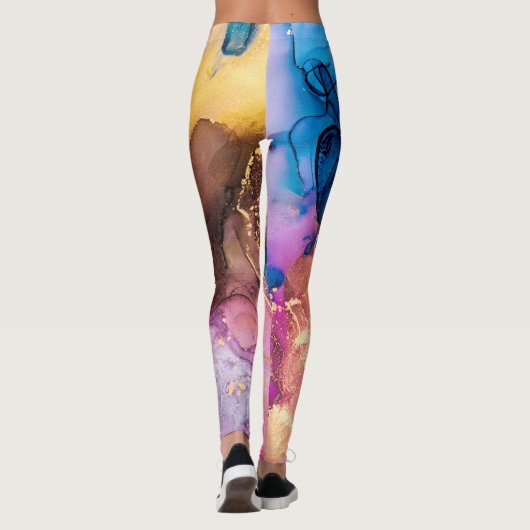 Schattigee kleurrijke marmeren all-over-print Legg Leggings (Achterkant)