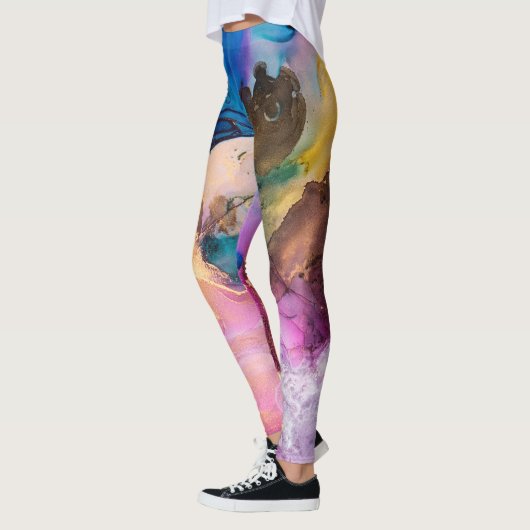 Schattigee kleurrijke marmeren all-over-print Legg Leggings (Links)
