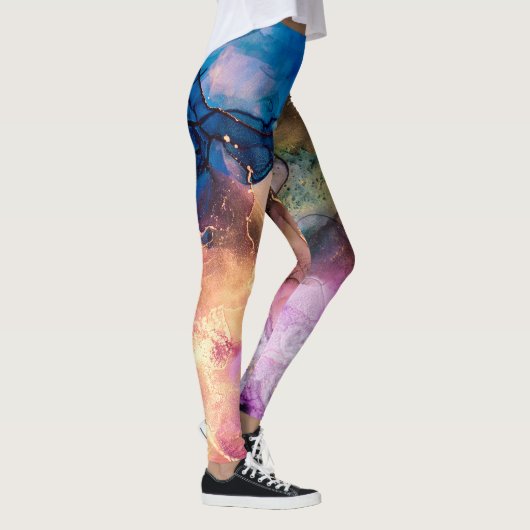 Schattigee kleurrijke marmeren all-over-print Legg Leggings (Rechts)