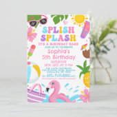 Schattigee kleurrijke meisjes retro splash verjaar kaart (Staand voorkant)