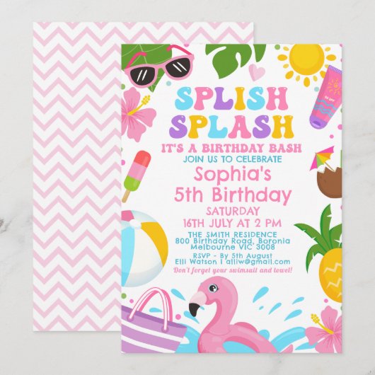 Schattigee kleurrijke meisjes retro splash verjaar kaart (Voorkant / Achterkant)