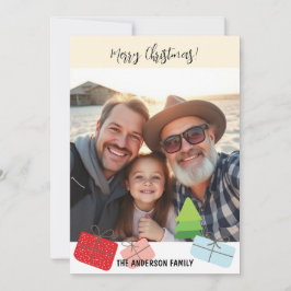 Schattigee kleurrijke Merry Christmas One foto Feestdagenkaart