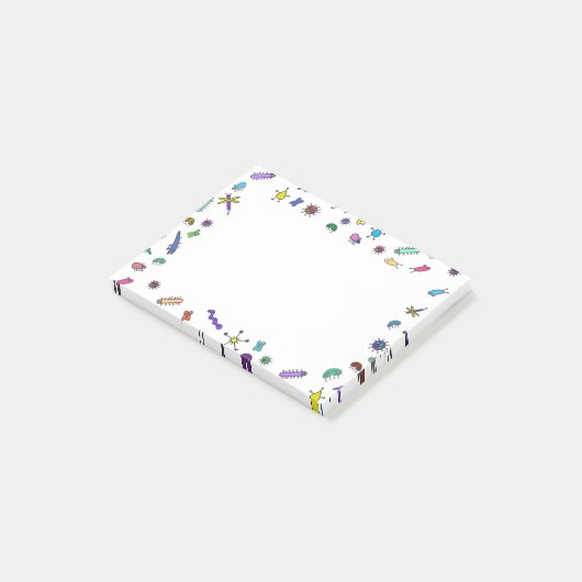 Schattigee Kleurrijke Mini Bugs en Mini Beasts Post-it® Notes (Schuin)