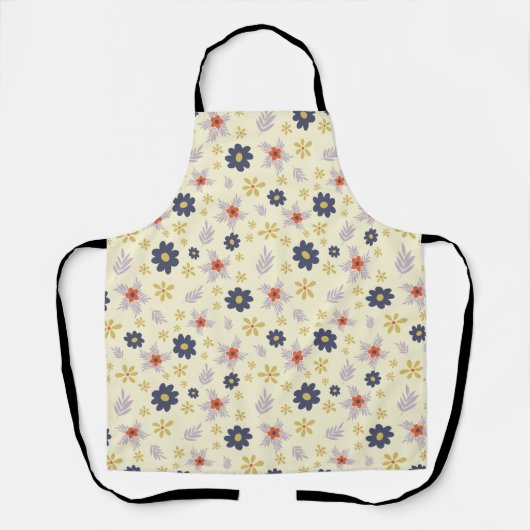 Schattigee Kleurrijke Moderne  Bloemenprint Schort (Voorkant)