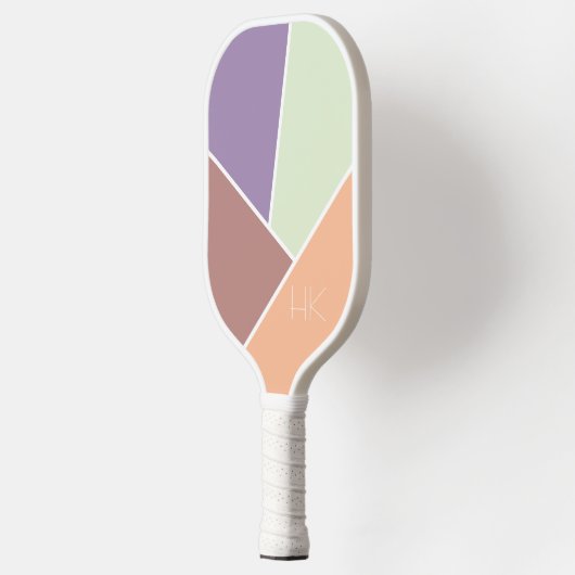 Schattigee Kleurrijke Moderne Initialen Monogram Pickleball Paddle (Links)