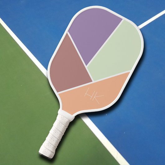 Schattigee Kleurrijke Moderne Initialen Monogram Pickleball Paddle