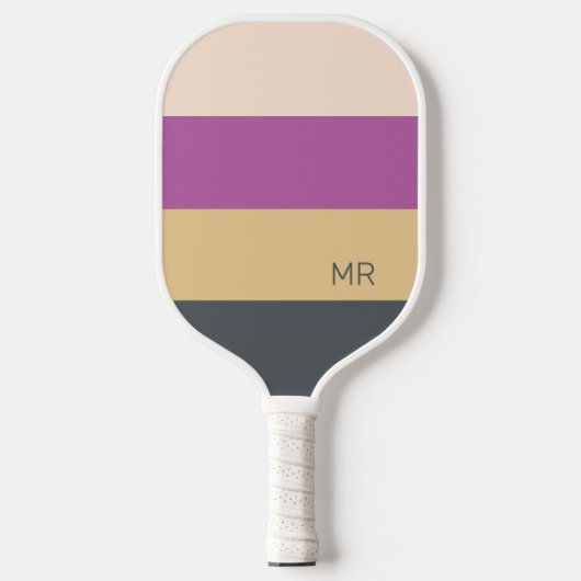 Schattigee Kleurrijke Moderne Initialen Monogram Pickleball Paddle (Voorkant)