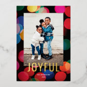 Schattigee Kleurrijke Moderne Lichten VREUGDEVOLLE Folie Feestdagenkaart (Voorkant)