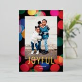 Schattigee Kleurrijke Moderne Lichten VREUGDEVOLLE Folie Feestdagenkaart (Staand Voorkant)