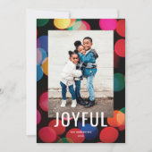 Schattigee kleurrijke moderne verlichting vreugdev feestdagenkaart (Voorkant)