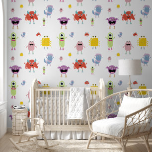 Schattigee kleurrijke monsters grappig Kinder kind Behang