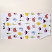 Schattigee kleurrijke monsters grappig Kinder kind Strandlaken (Voorkant)