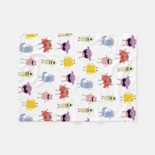 Schattigee kleurrijke monsters grappig Kinder patr Fleece Deken (Voorkant (Horizontaal))