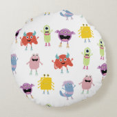 Schattigee kleurrijke monsters grappig Kinder patr Rond Kussen (Achterkant)