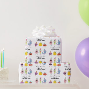 Schattigee Kleurrijke Monsters Grappige Kids Verja Cadeaupapier