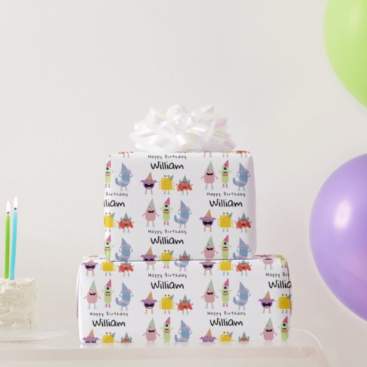 Schattigee Kleurrijke Monsters Grappige Kids Verja Cadeaupapier (Feestgeschenken)