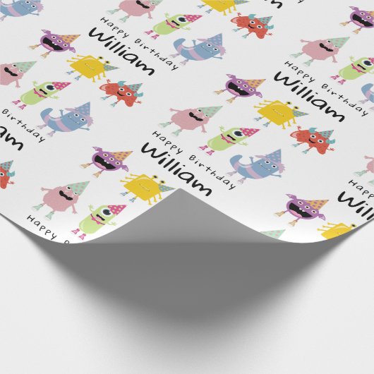 Schattigee Kleurrijke Monsters Grappige Kids Verja Cadeaupapier (Hoek)