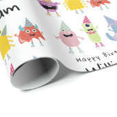 Schattigee Kleurrijke Monsters Grappige Kids Verja Cadeaupapier (Rol Hoek)