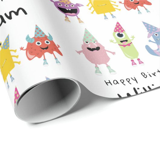 Schattigee Kleurrijke Monsters Grappige Kids Verja Cadeaupapier (Rol Hoek)
