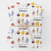 Schattigee Kleurrijke Monsters Grappige Kids Verja Inpakpapier Vel (In situ)