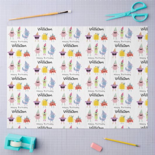 Schattigee Kleurrijke Monsters Grappige Kids Verja Tissuepapier (Craft)