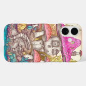 Schattigee Kleurrijke Mushroom House Art Case-Mate iPhone Case (Achterkant (horizontaal))