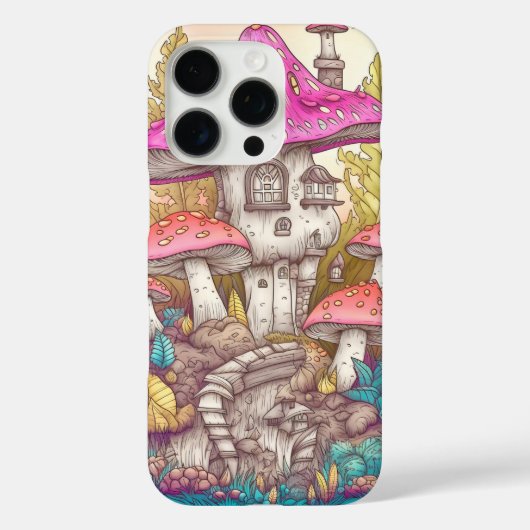 Schattigee Kleurrijke Mushroom House Art Case-Mate iPhone Case (Achterkant)