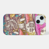 Schattigee Kleurrijke Mushroom House Art iPhone 15 Case (Achterkant horizontaal)