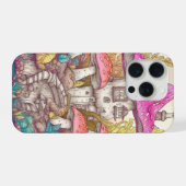 Schattigee Kleurrijke Mushroom House Art iPhone Hoesje (Achterkant horizontaal)