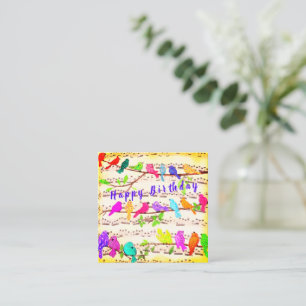 Schattigee kleurrijke musical Bird Birthday Kaart Notitiekaartje