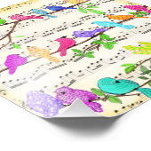 Schattigee kleurrijke Musical Birds Poster (Hoek)