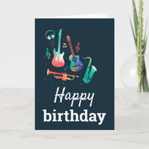 Schattigee kleurrijke muziek Happy Birthday Kaart
