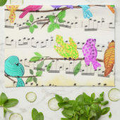 Schattigee Kleurrijke Muzikale Vogels Keukendoek Theedoek (Gevouwen)
